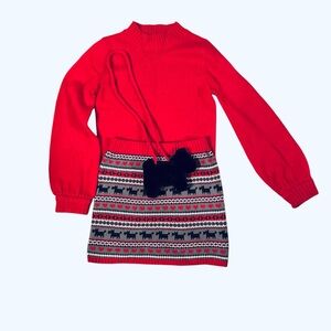 Miss Mona Mouse Red Knit Sweater Dress with Patterned Skirt Size 8